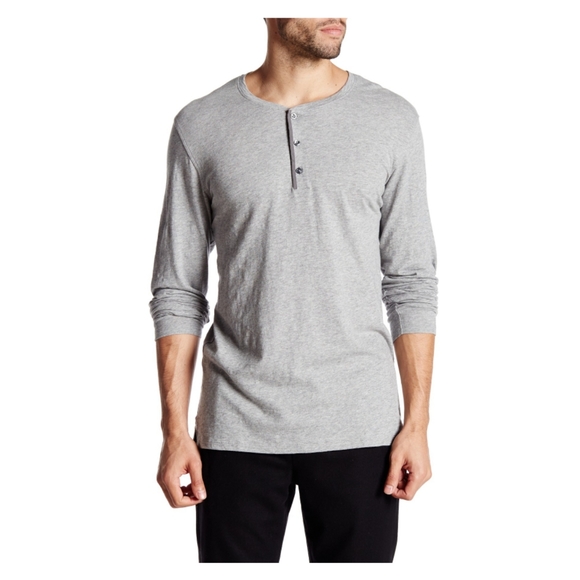 Button Henley Long Sleeve T Shirt Tee 